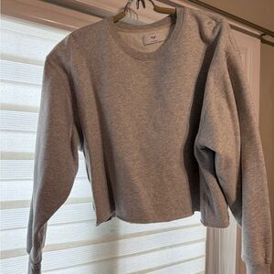 TNA Heathered Gray Crew Neck Cropped Sweater